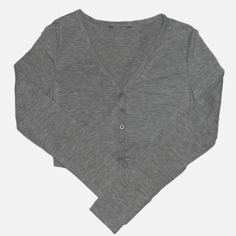 SHEIN Long Sleeve Button Up Crop Top X-Small